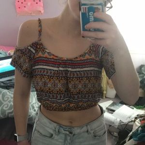 LA Hearts Off the Shoulder Crop Top